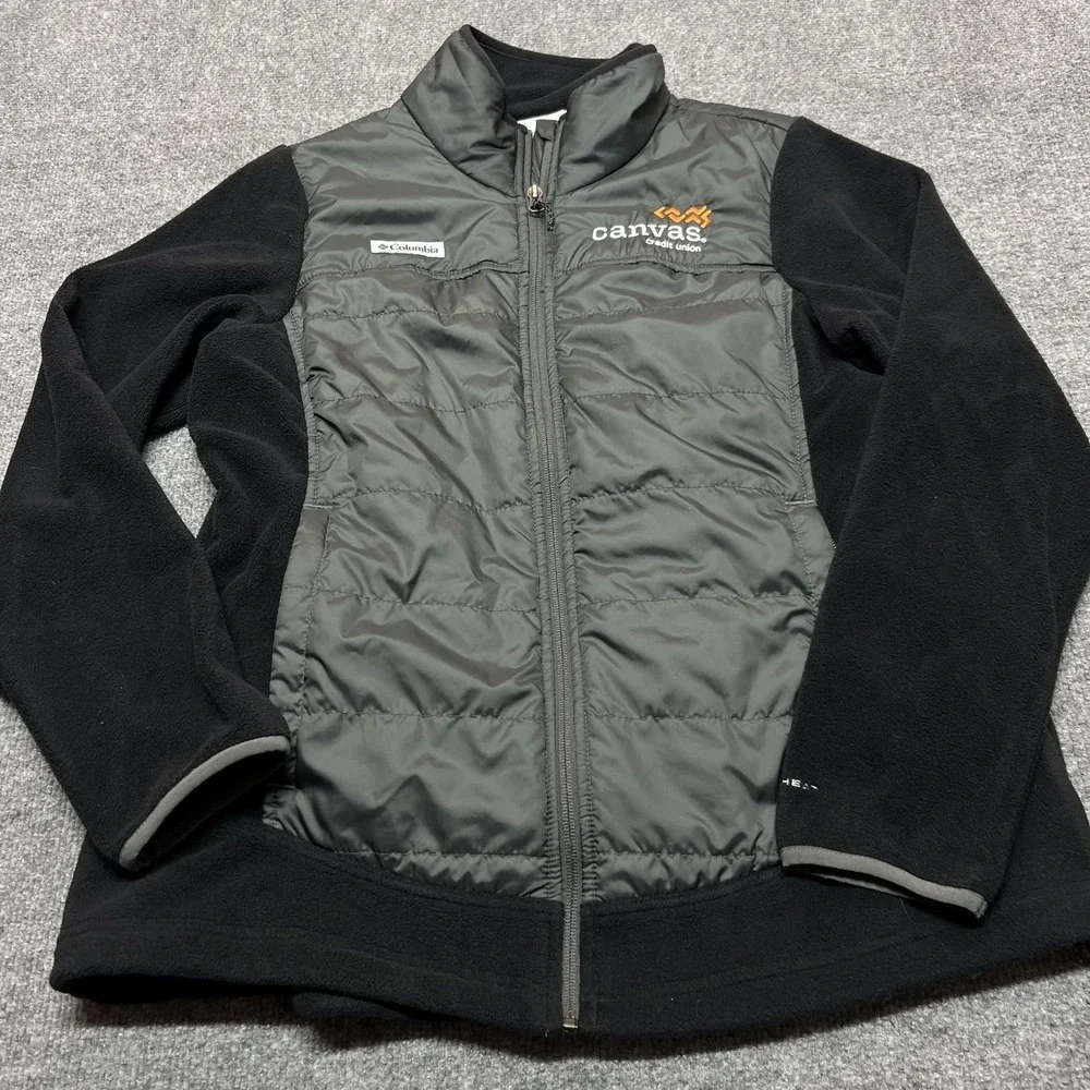 Columbia Omni-Heat Jacket Womens Large Black Fleece Lined Full Zip Canvas Credit - Picture 3 of 12
